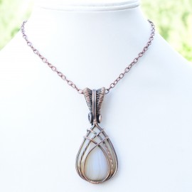 Bostwana Agate Gemstone Handmade Copper Wire Wrapped Pendant Jewelry 2.56 Inch BZ-646