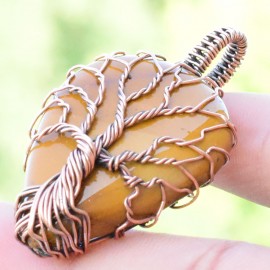 Mookaite Gemstone Handmade Copper Wire Wrapped Pendant Jewelry 1.77 Inch BZ-650