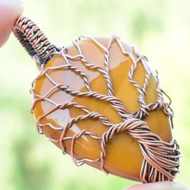 Mookaite Gemstone Handmade Copper Wire Wrapped Pendant Jewelry 1.77 Inch BZ-650