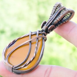 Mookaite Gemstone Handmade Copper Wire Wrapped Pendant Jewelry 2.56 Inch BZ-654