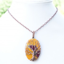 Mookaite Gemstone Handmade Copper Wire Wrapped Pendant Jewelry 2.17 Inch BZ-658