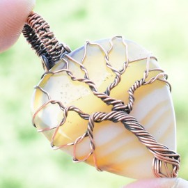 Bostwana Agate Gemstone Handmade Copper Wire Wrapped Pendant Jewelry 1.77 Inch BZ-671