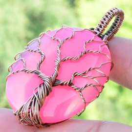 Onyx Gemstone Handmade Copper Wire Wrapped Chain Pendant Jewelry 1.97 Inch BZ-685