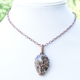 Turtella Agate Gemstone Handmade Copper Wire Wrapped Pendant Jewelry 1.58 Inch BZ-697