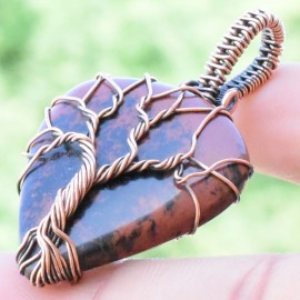 Mahogany Jasper Gemstone Handmade Copper Wire Wrapped Pendant Jewelry 1.77 Inch BZ-707
