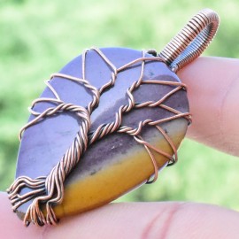 Mookaite Gemstone Handmade Copper Wire Wrapped Pendant Jewelry 1.97 Inch BZ-709