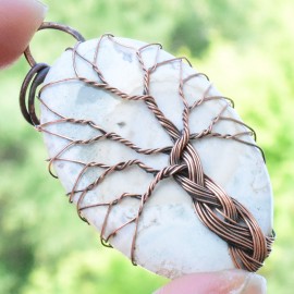 Dendrite Opal Gemstone Handmade Copper Wire Wrapped Pendant Jewelry 2.36 Inch BZ-714