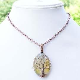 Bostwana Agate Gemstone Handmade Copper Wire Wrapped Pendant Jewelry 1.77 Inch BZ-715