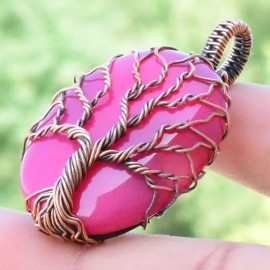 Onyx Gemstone Handmade Copper Wire Wrapped Chain Pendant Jewelry 1.77 Inch BZ-716