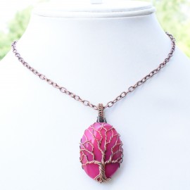 Onyx Gemstone Handmade Copper Wire Wrapped Chain Pendant Jewelry 1.77 Inch BZ-716
