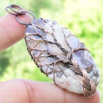 Crazy Lace Agate Gemstone Handmade Copper Wire Wrapped Pendant Jewelry 2.56" BZ-718