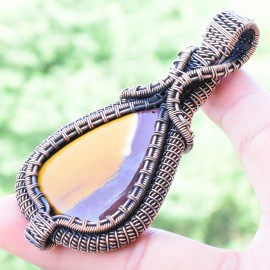 Mookaite Gemstone Handmade Copper Wire Wrapped Pendant Jewelry 3.15 Inch BZ-750