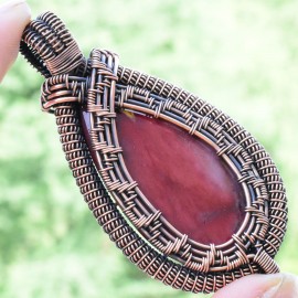 Mookaite Gemstone Handmade Copper Wire Wrapped Pendant Jewelry 2.96 Inch BZ-756