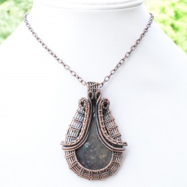 Blood Stone Gemstone Handmade Copper Wire Wrapped Pendant Jewelry 2.56 Inch BZ-775