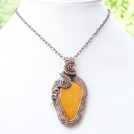 Mookaite Gemstone Handmade Copper Wire Wrapped Pendant Jewelry 2.56 Inch BZ-799