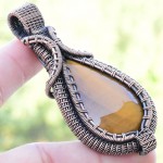 Tiger Eye Gemstone Handmade Copper Wire Wrapped Pendant Jewelry 2.76 Inch BZ-801