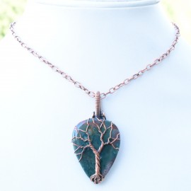 Blood Stone Gemstone Handmade Copper Wire Wrapped Pendant Jewelry 1.97 Inch BZ-802