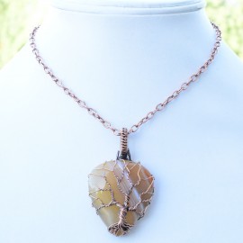 Bostwana Agate Gemstone Handmade Copper Wire Wrapped Pendant Jewelry 1.97 Inch BZ-807