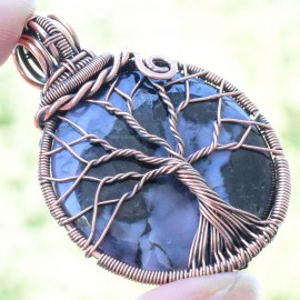 Coffee Jasper Gemstone Handmade Copper Wire Wrapped Pendant Jewelry 1.97 Inch BZ-824