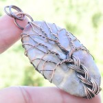 Crazy Lace Agate Gemstone Handmade Copper Wire Wrapped Pendant Jewelry 2.36" BZ-835