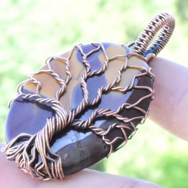 Mookaite Gemstone Handmade Copper Wire Wrapped Pendant Jewelry 1.97 Inch BZ-860