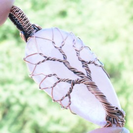 Moonstone Gemstone Handmade Copper Wire Wrapped Pendant Jewelry 2.36 Inch BZ-861