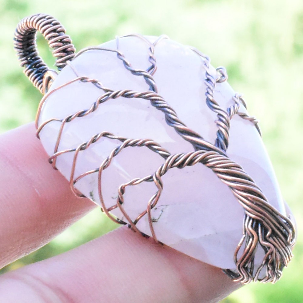 Moonstone Gemstone Handmade Copper Wire Wrapped Pendant Jewelry 1.97 Inch BZ-868
