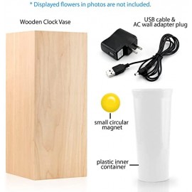 Smart Wooden LED Alarm Clock with Vase Shelf