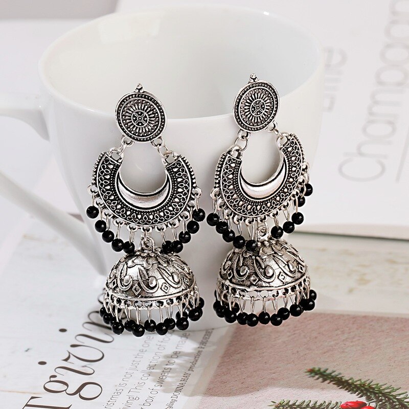 2020-Ethnic-Silver-Color-Gypsy-Indian-Earrings-For-Women-Boho-Jewelry-Beads-Bell-Tassel-Jhumka-Earri-2255800555017339-4