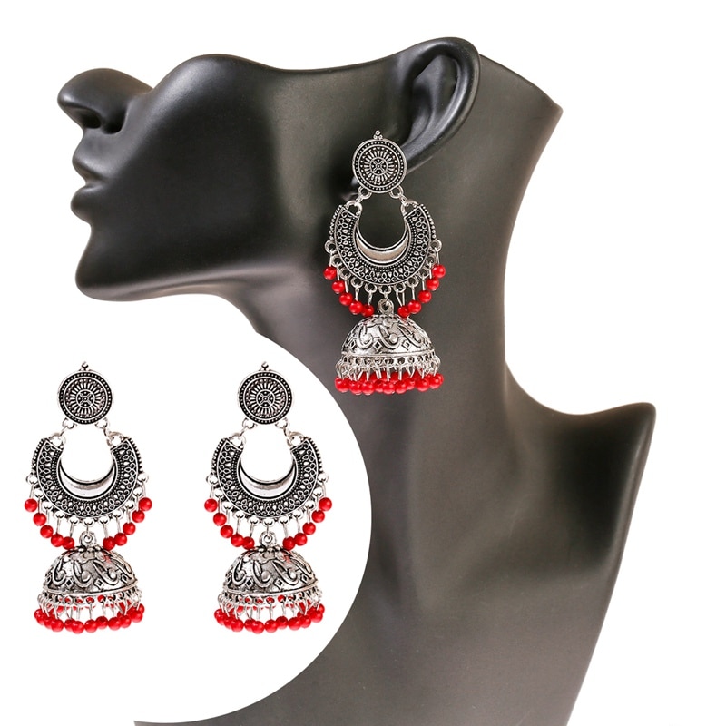 2020-Ethnic-Silver-Color-Gypsy-Indian-Earrings-For-Women-Boho-Jewelry-Beads-Bell-Tassel-Jhumka-Earri-2255800555017339-8