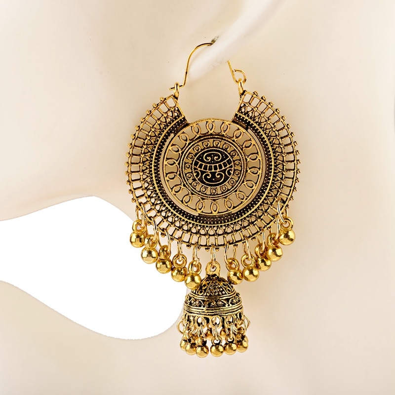 2022-Traditional-Indian-Ethnic-Tassel-Dangle-Earrings-For-Women-Big-Round-Gypsy-Jhumka-Jhumki-Earrin-33026570433-13