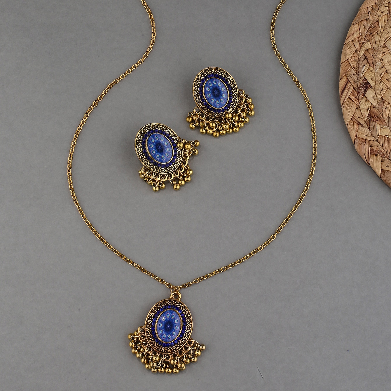 Afghan-Vintage-Tribal-Blue-Flower-Statement-Necklace-Earring-Jewelry-Sets-Gold-Color-Indian-Chain-Ne-1005004536385713-5