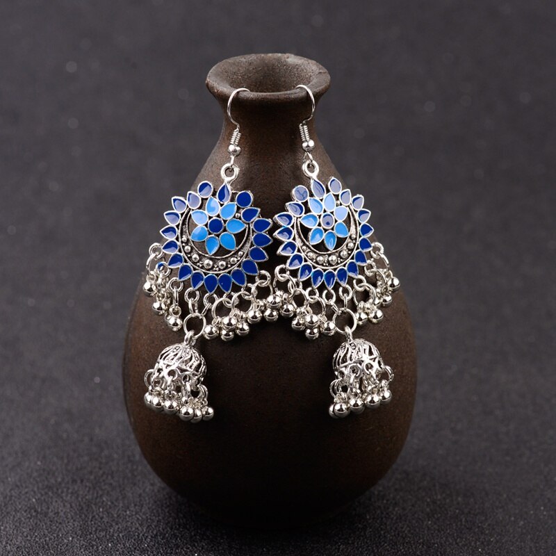 2020-Indian-Jhumka-Gypsy-Birdcage-Blue-Earrings-With-Flower-For-Women-Antique-Silver-Color-Bells-Lad-2251832779534535-3