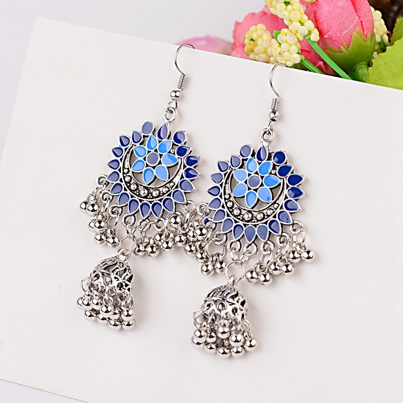 2020-Indian-Jhumka-Gypsy-Birdcage-Blue-Earrings-With-Flower-For-Women-Antique-Silver-Color-Bells-Lad-2251832779534535-7