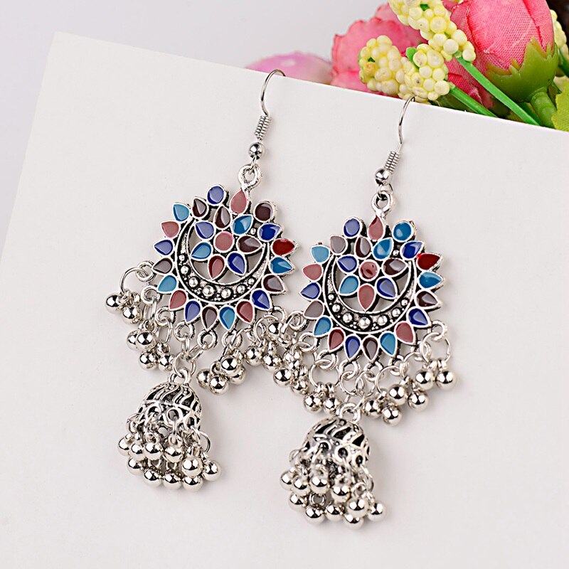 2020-Indian-Jhumka-Gypsy-Birdcage-Blue-Earrings-With-Flower-For-Women-Antique-Silver-Color-Bells-Lad-2251832779534535-8
