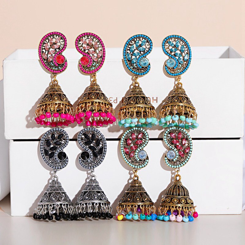 2021-Vintage-Pink-Rhinestone-Leaf-Earrings-For-Women-Kolczyki-Retro-Gold-Color-Alloy-Tassel-Bells-Ea-1005002841291149-2
