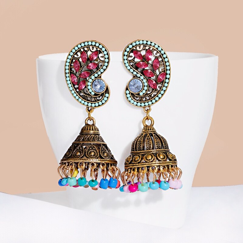 2021-Vintage-Pink-Rhinestone-Leaf-Earrings-For-Women-Kolczyki-Retro-Gold-Color-Alloy-Tassel-Bells-Ea-1005002841291149-6