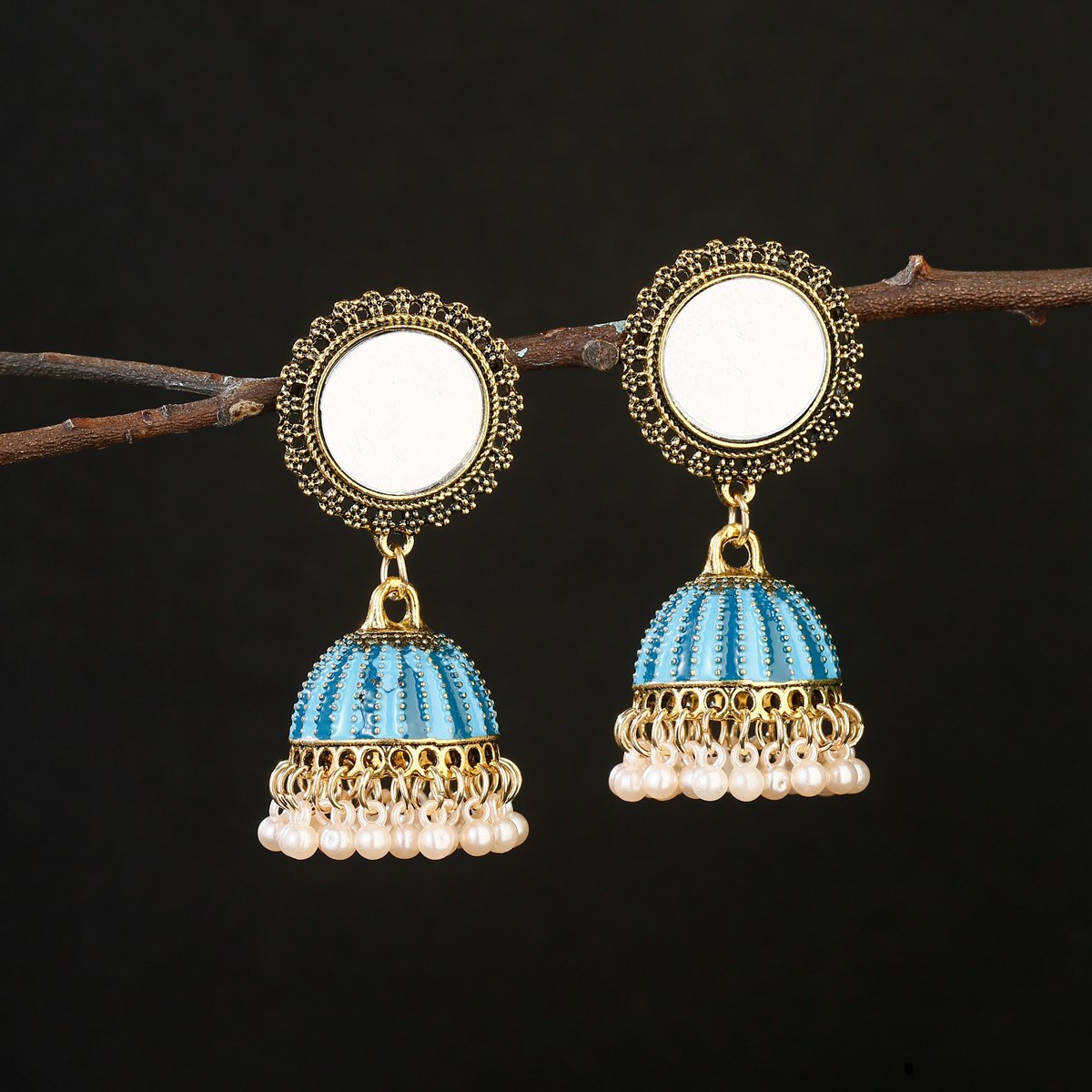 Classic-Gold-Color-Alloy-Blue-Streaks-Bollywood-Oxidized-Ladeis-Earrings-Ethnic-Pearl-Tassel-Round-M-1005003367018976-2