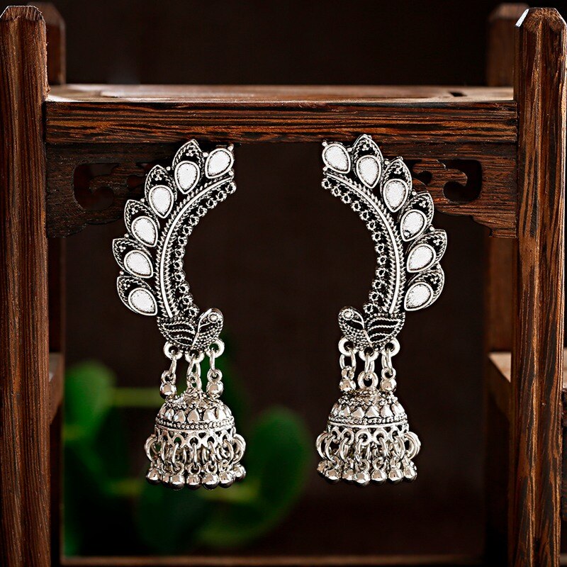 Egypt-Vintage-Silver-Color-Gypsy-Afghani-Tassel-Indian-Jhumka-Earrings-Women-Bohemian-Retro-Peacock--4000337875169-3