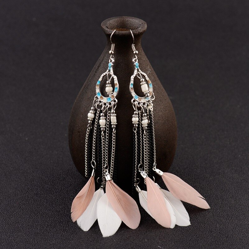 Ethnic-Blue-Feather-Long-Earrings-For-Women-Gypsy-Jhumka-Jhumki-Chain-Indian-Beads-Earrings-Handmade-32939505998-12