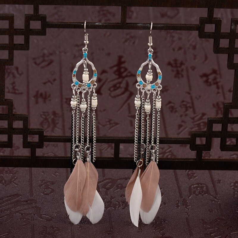 Ethnic-Blue-Feather-Long-Earrings-For-Women-Gypsy-Jhumka-Jhumki-Chain-Indian-Beads-Earrings-Handmade-32939505998-13