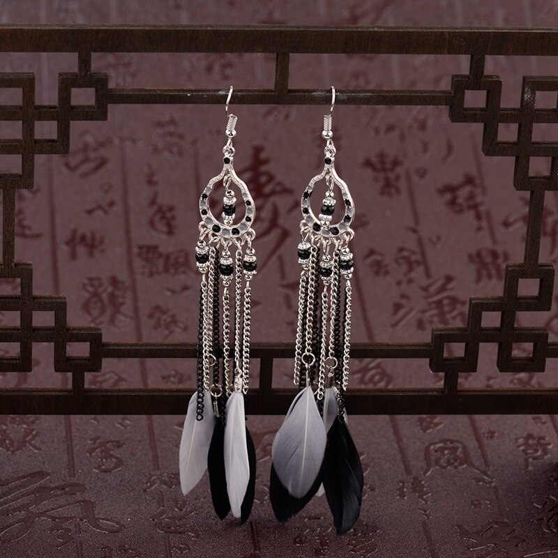 Ethnic-Blue-Feather-Long-Earrings-For-Women-Gypsy-Jhumka-Jhumki-Chain-Indian-Beads-Earrings-Handmade-32939505998-6