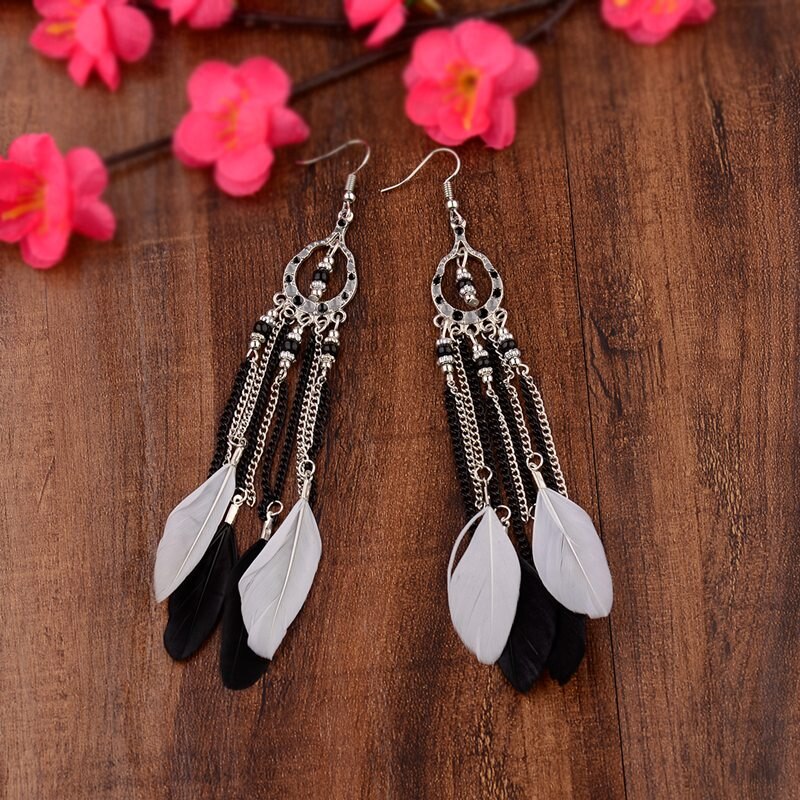 Ethnic-Blue-Feather-Long-Earrings-For-Women-Gypsy-Jhumka-Jhumki-Chain-Indian-Beads-Earrings-Handmade-32939505998-7