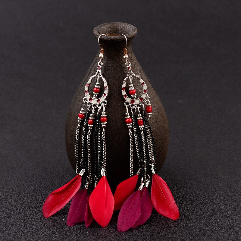 Ethnic-Blue-Feather-Long-Earrings-For-Women-Gypsy-Jhumka-Jhumki-Chain-Indian-Beads-Earrings-Handmade-32939505998-10