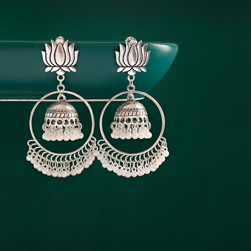 Ethnic-Lotus-Afghan-Gyspy-Jhumka-Earrings-For-Women-Pendient-Big-Round-Pearl-Tassel-Indian-Earring-J-1005002084018171-3