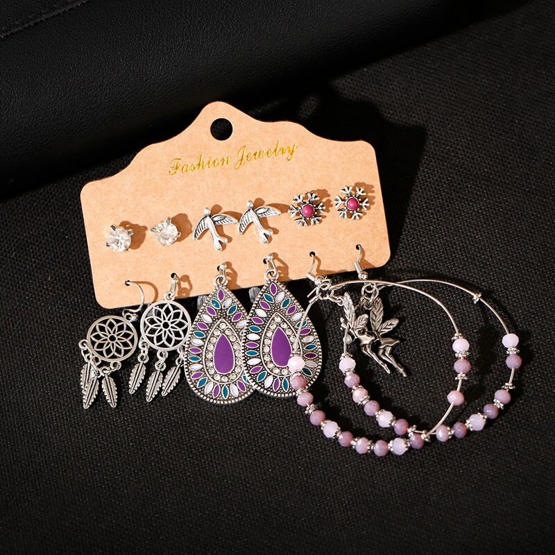 Ethnic-Purple-Beads-Round-Alloy-Dreamcatcher-Earrings-Set-Fashion-Women-Summer-Boho-Flower-Water-Dro-3256801110558558-2