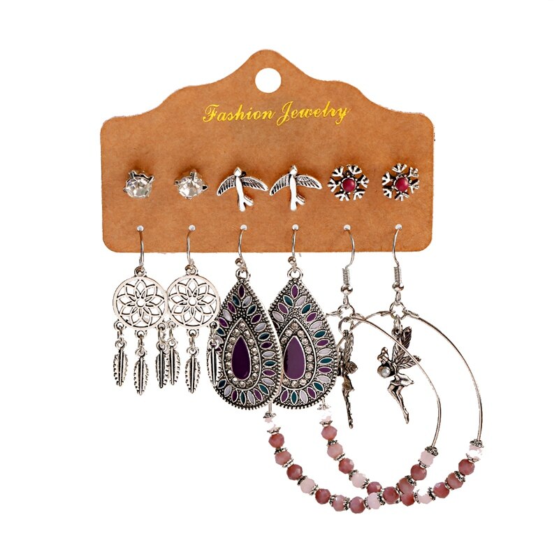 Ethnic-Purple-Beads-Round-Alloy-Dreamcatcher-Earrings-Set-Fashion-Women-Summer-Boho-Flower-Water-Dro-3256801110558558-7