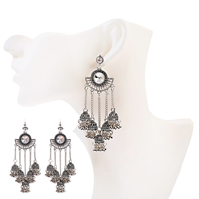 Ethnic-Sector-Silver-Color-Long-Tassel-Bell-Dangle-Earrings-For-Women-Handmade-Rhinestone-Gypsy-Trib-4000299503832-10