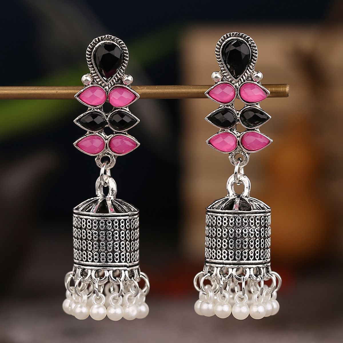 Ethnic-Silver-Color-Bell-Indian-Earrings-For-Women-Pendient-Vintage-Gyspy-CZ-Leaf-Ladies-Earring-Jew-1005003740209370-4