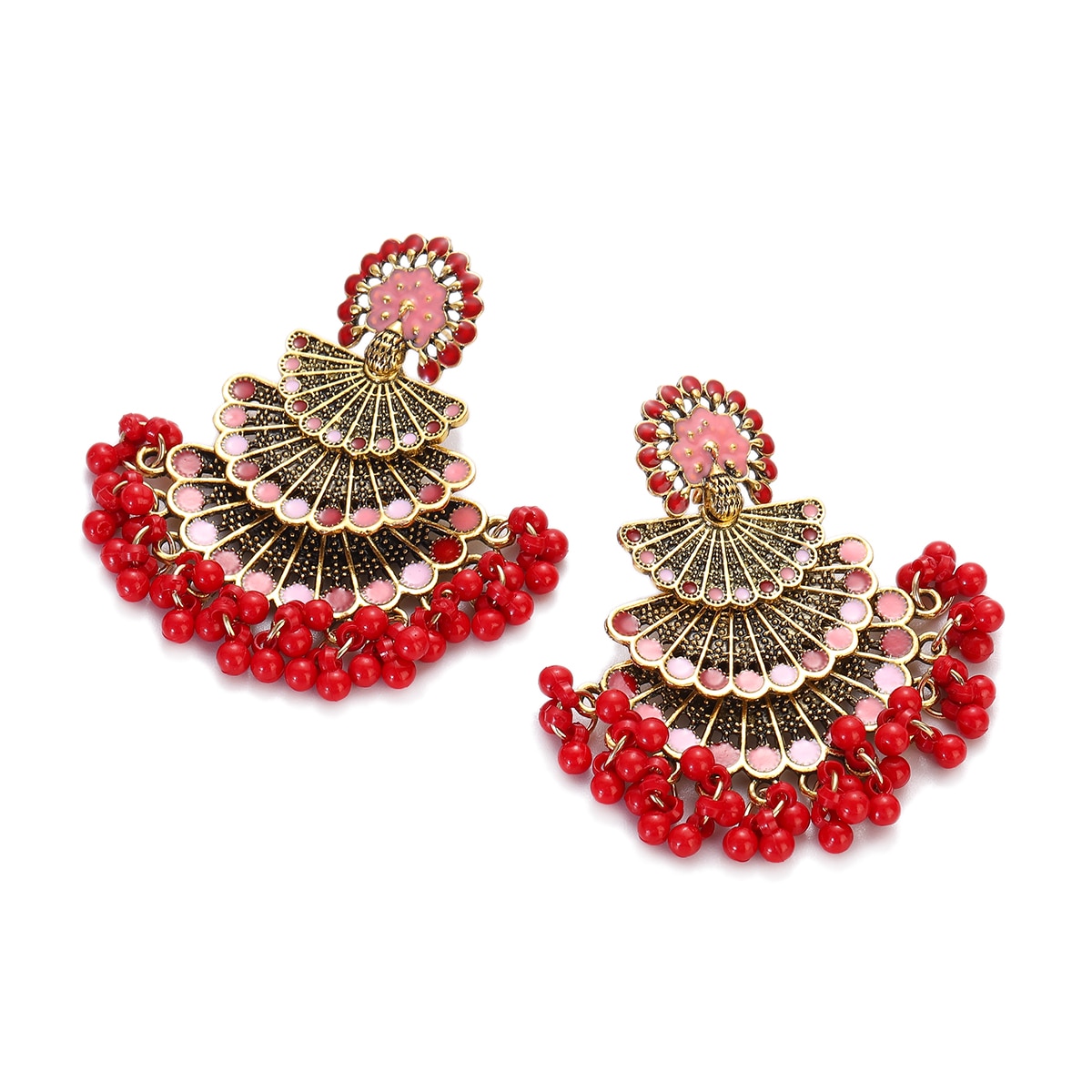 Indian-Jewellery-Red-White-Sector-Jhumka-Earrings-For-Women-Orecchini-Retro-Pearl-Beads-Tassel-Earri-1005004587102350-5